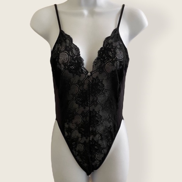 Victoria's Secret Other - Vintage VS black lace bodysuit snapsuit large